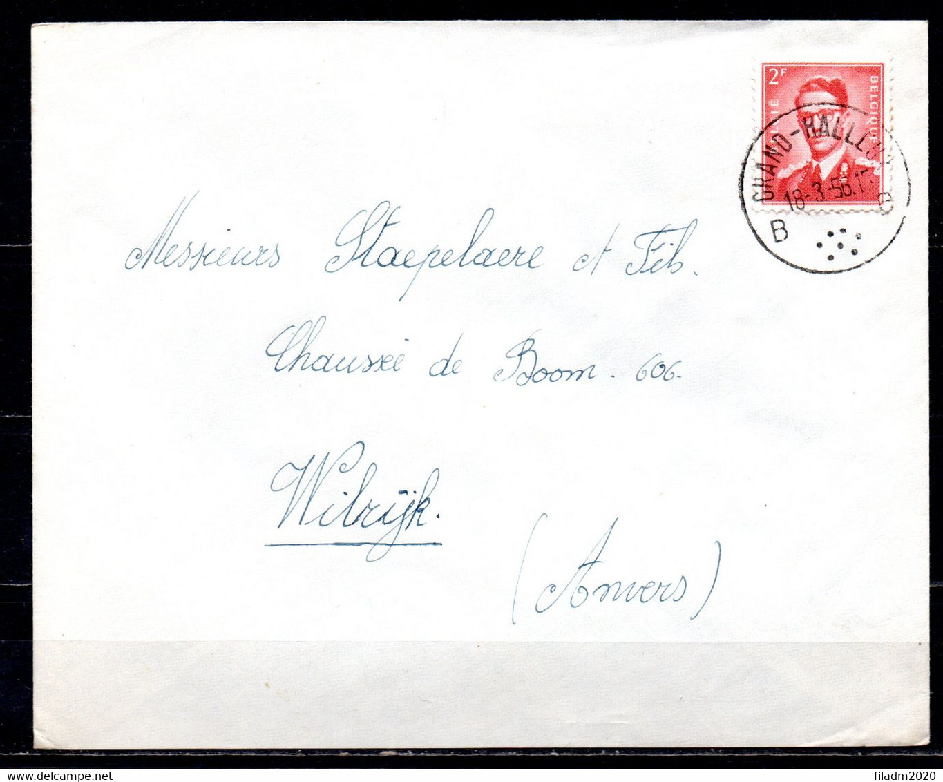 925 Op Brief Gestempeld GRAND HALLEUX - 1953-1972 Occhiali