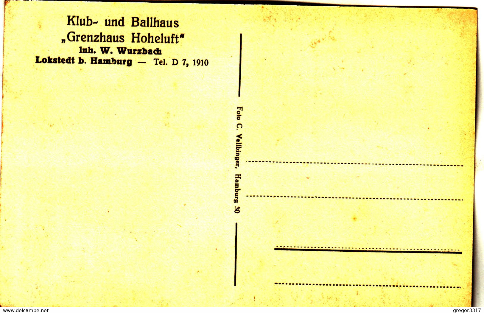 A9278) Klub- Und Ballhaus GRENZHAUS HOHELUFT - LOKSTEDT B. HAMBURG - Inh. W. Wurzbach - Lokstedt