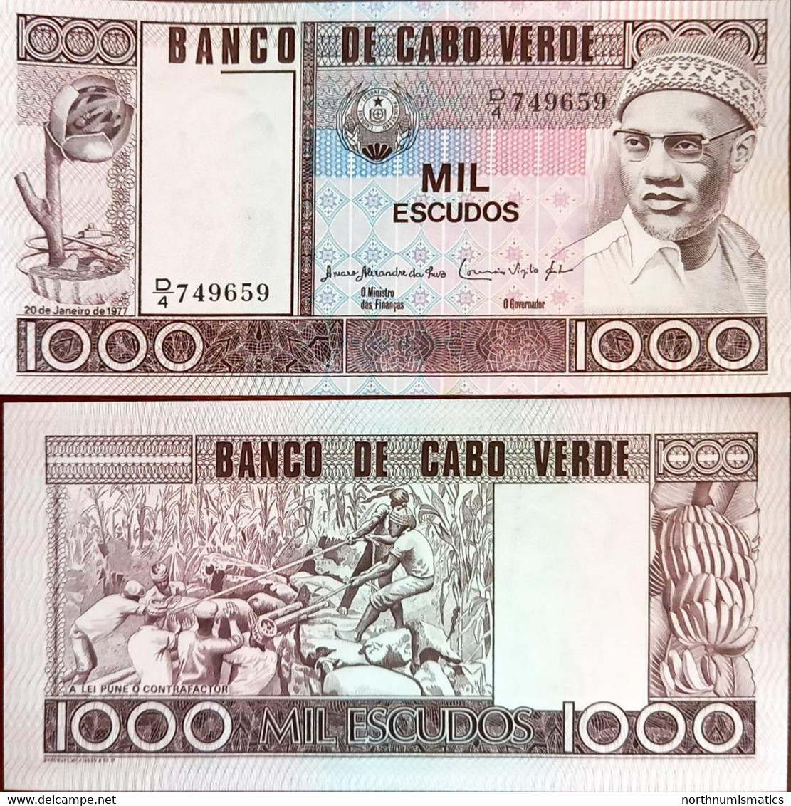 Cape Verde 1000 Escudos 1977 Unc - Capo Verde