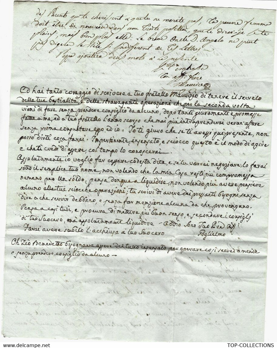 1821 SUPERBE LETTRE COMMERCE  ET FAMILLE GASTALDY FRERES à PARIS ET PORT MAURICE « ITALIE Par ANTIBES » V.HISTORIQUE - 1. ...-1850 Prefilatelia