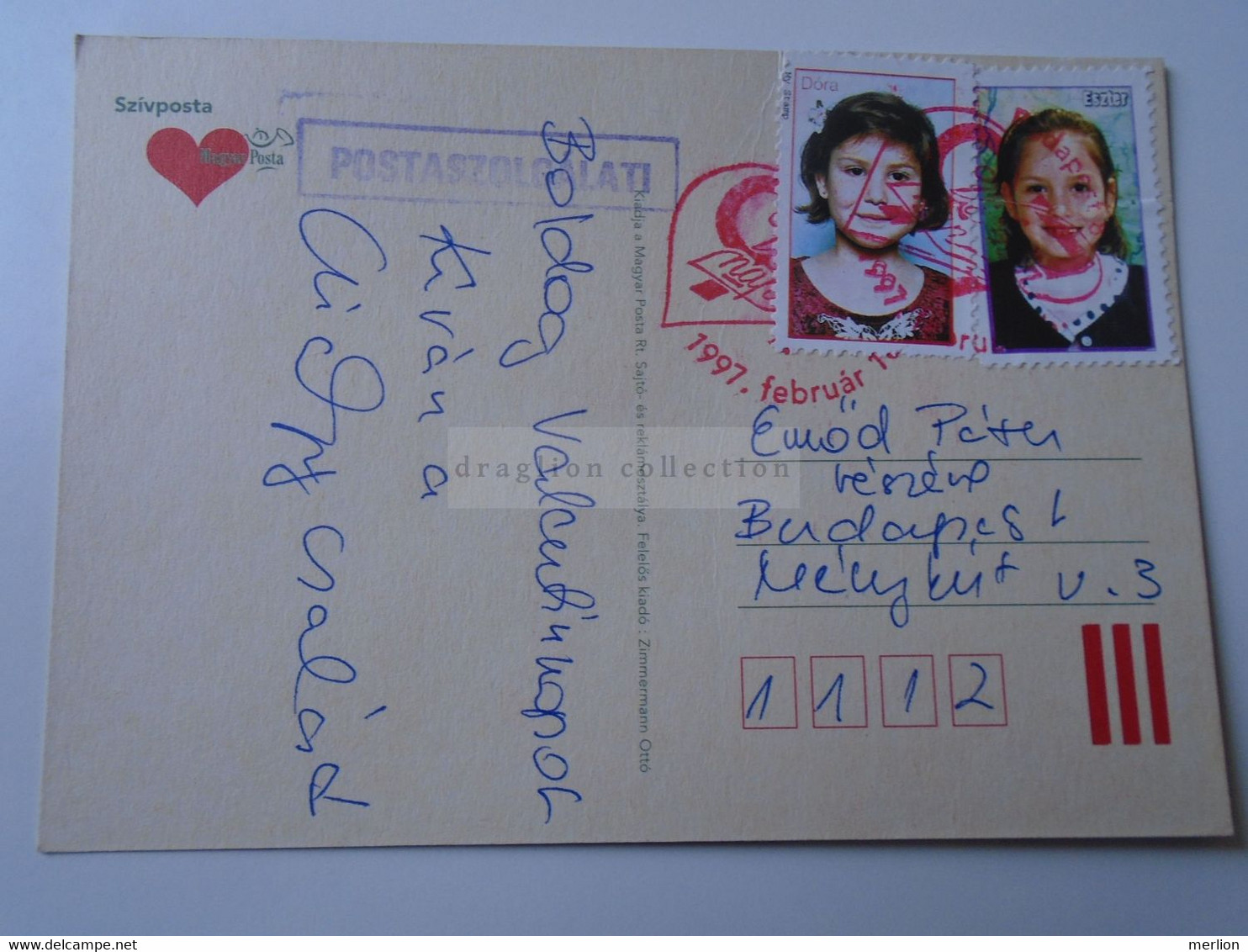 D188962  Hungary  Private Stamps - Szívposta  Postaszolgálati   1997   Magyar Posta - Postmark Collection
