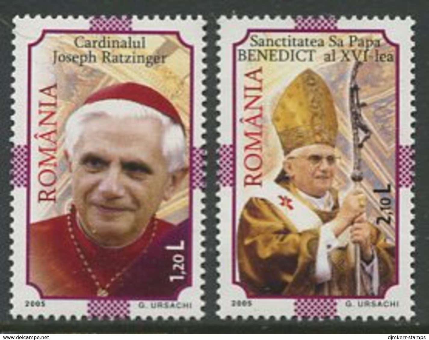 ROMANIA 2005 Election Of Pope Benedict MNH / **.  Michel 6972-73 - Nuovi