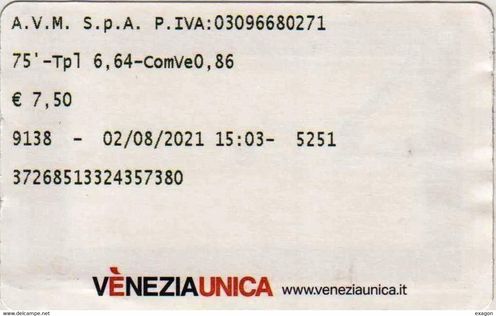 Biglietto   UTILIZZATO   -  Traspotrto In Gondola  VENEZIA  -  Del  2  Agosto 2021. - Europa