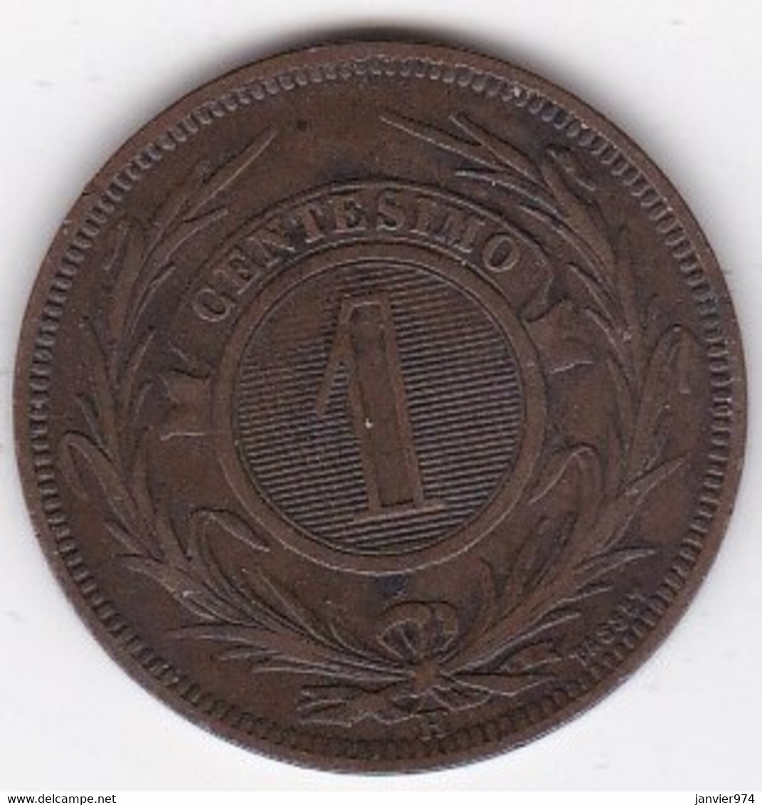 Uruguay 1 Centesimo 1869 H Heaton, En Bronze , KM# 11 - Uruguay