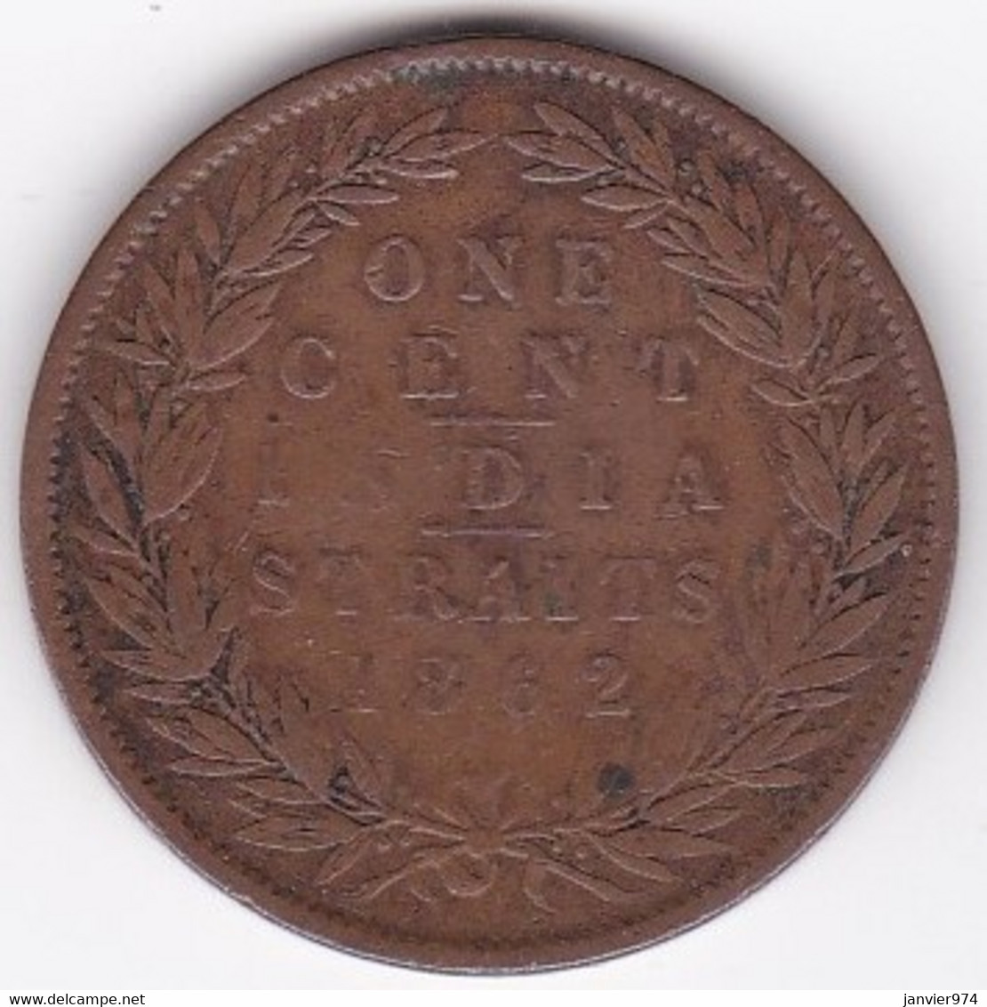 Établissements Des Détroits, 1 Cent 1862 , Victoria , En Cuivre, KM# 6 - Maleisië