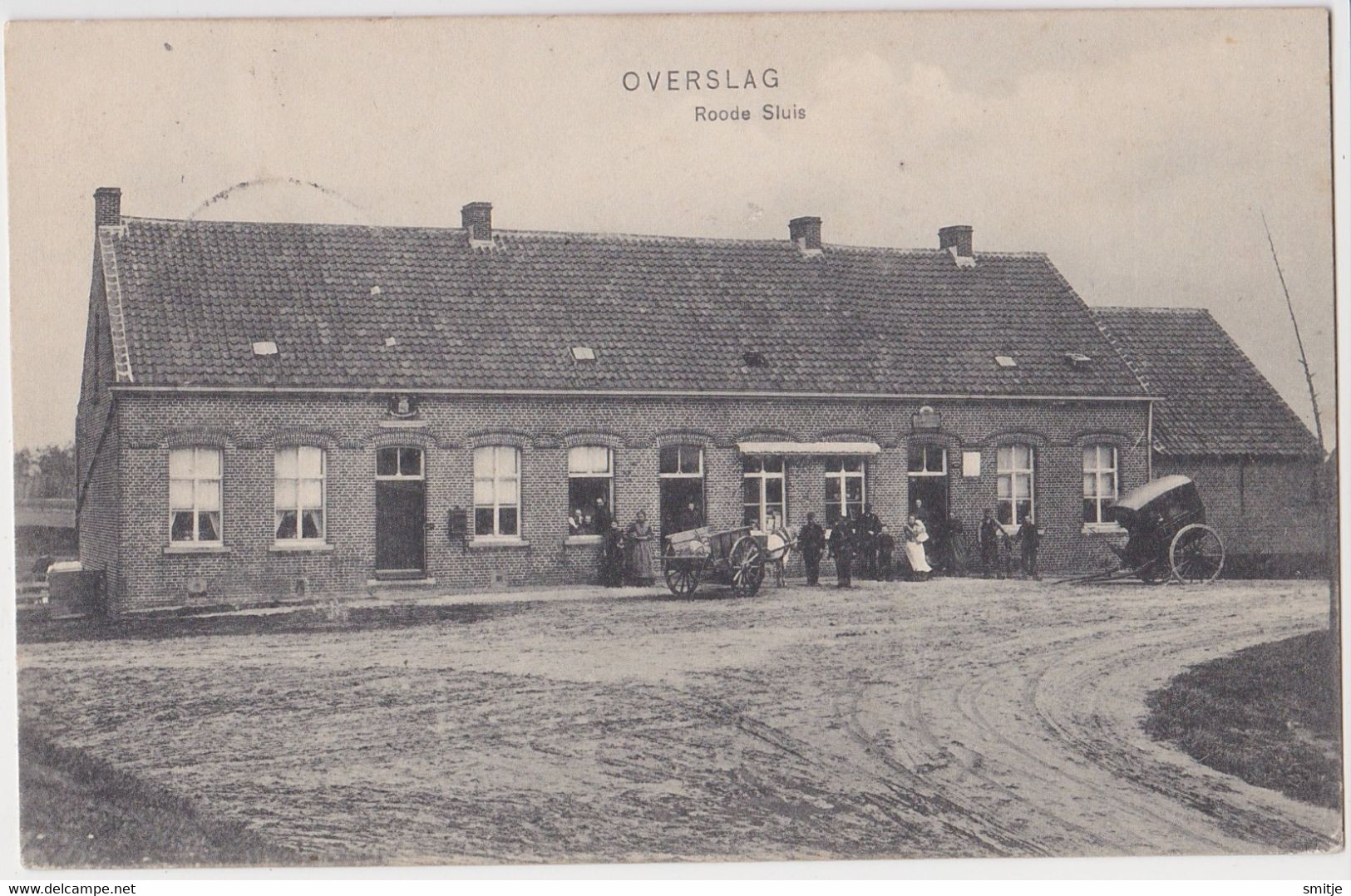 OVERSLAG ROODE SLUIS 1908 GRENS NL / BE WACHTEBEKE HULST CAFE POSTKANTOOR DOUANE - MOOIE ANIMATIE - Wachtebeke