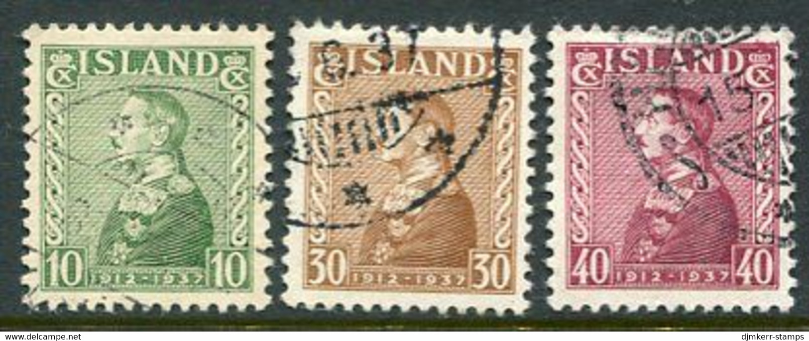ICELAND  1937 25th Anniversary Of Regency Used.  Michel 187-189 - Oblitérés