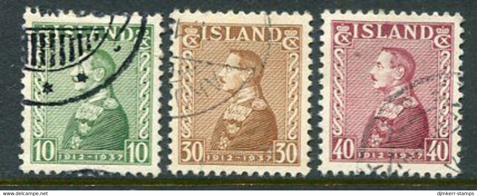 ICELAND  1937 25th Anniversary Of Regency Used.  Michel 187-189 - Oblitérés