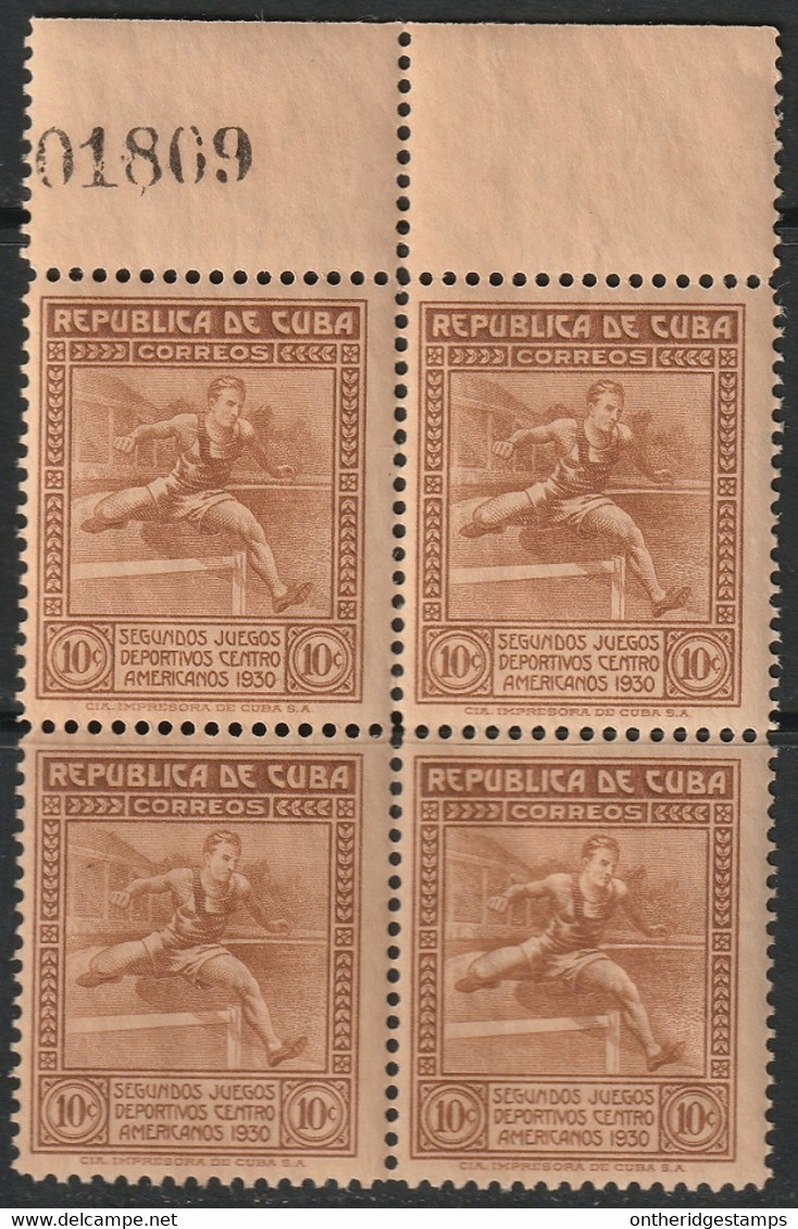 Cuba 1930 Sc 302 Yt 210 Margin Block MNH** - Unused Stamps