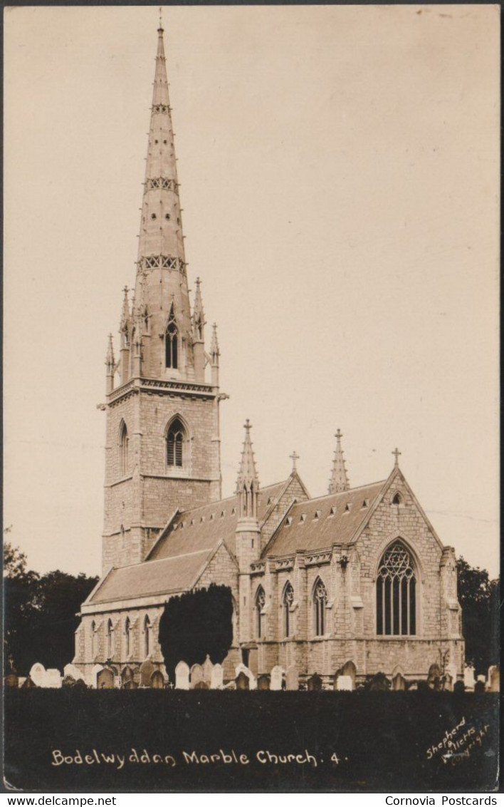 Marble Church, Bodelwyddan, 1930 - Shepherd & Willetts RP Postcard - Flintshire