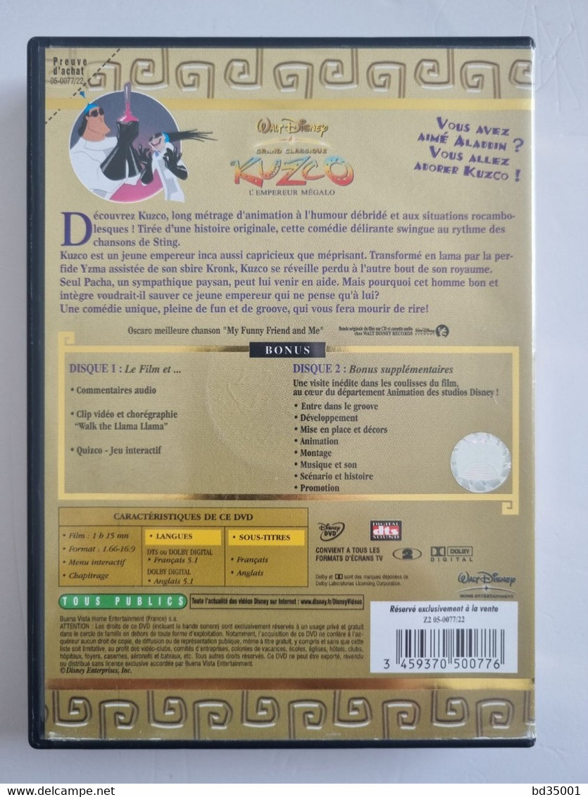 DVD Original WALT DISNEY GRAND CLASSIQUE - Kuzko L'empereur Mégalo - Edition Collector Double DVD - Etat Neuf - Cartoons