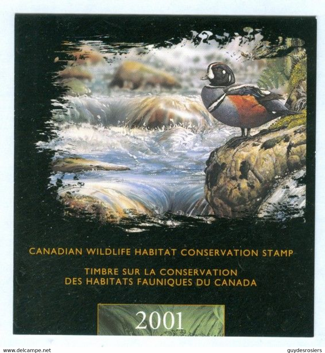 HARLEQUIN, Canard; Conservation Habitats Fauniques CANADA 2001 Wildlife Habitat Conservation HARLEQUIN Duck  (8439) - Local, Strike, Seals & Cinderellas