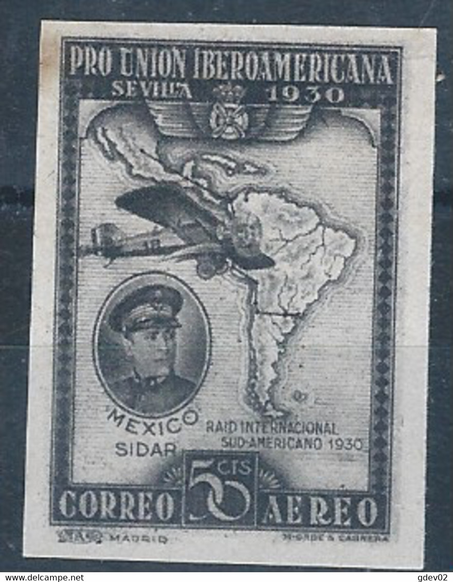 ES586SASD-L1586D-TEXPOOTRA.Spain.Esgane.AVION,Pro Union IBEROAMERICANA.MEJICO.CABRAL Y COUTIÑO.1930 (Ed 586s**) - Autres & Non Classés