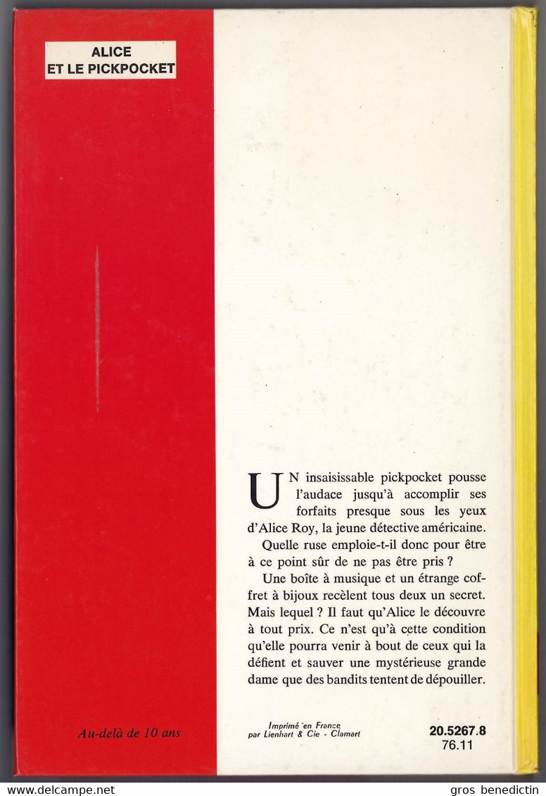 Hachette - Idéal Bibliothèque - Caroline Quine - "Alice Et Le Pickpocket" - 1976 - #Ben&Alice - #Ben&IB - Ideal Bibliotheque