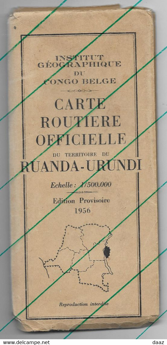 Carte Routière Ruanda Urundi 1956 (institut Géographique Du Congo Belge) 1/500000 - Cartes Routières