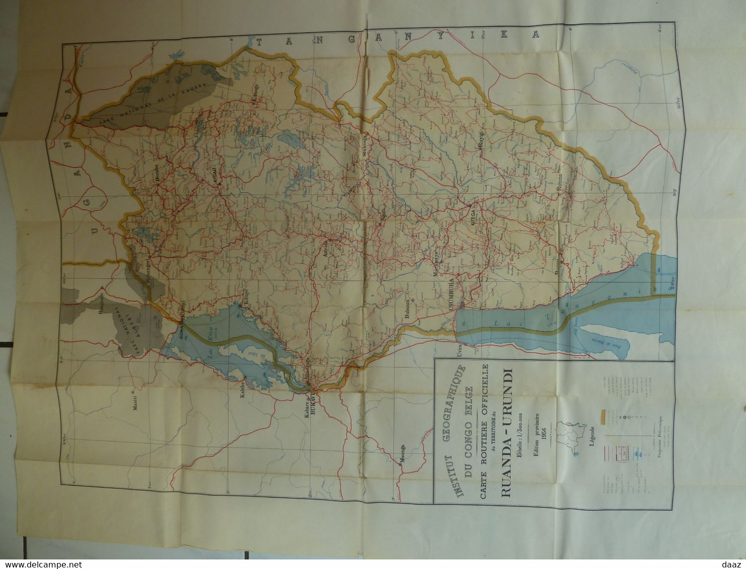 Carte Routière Ruanda Urundi 1956 (institut Géographique Du Congo Belge) 1/500000 - Cartes Routières