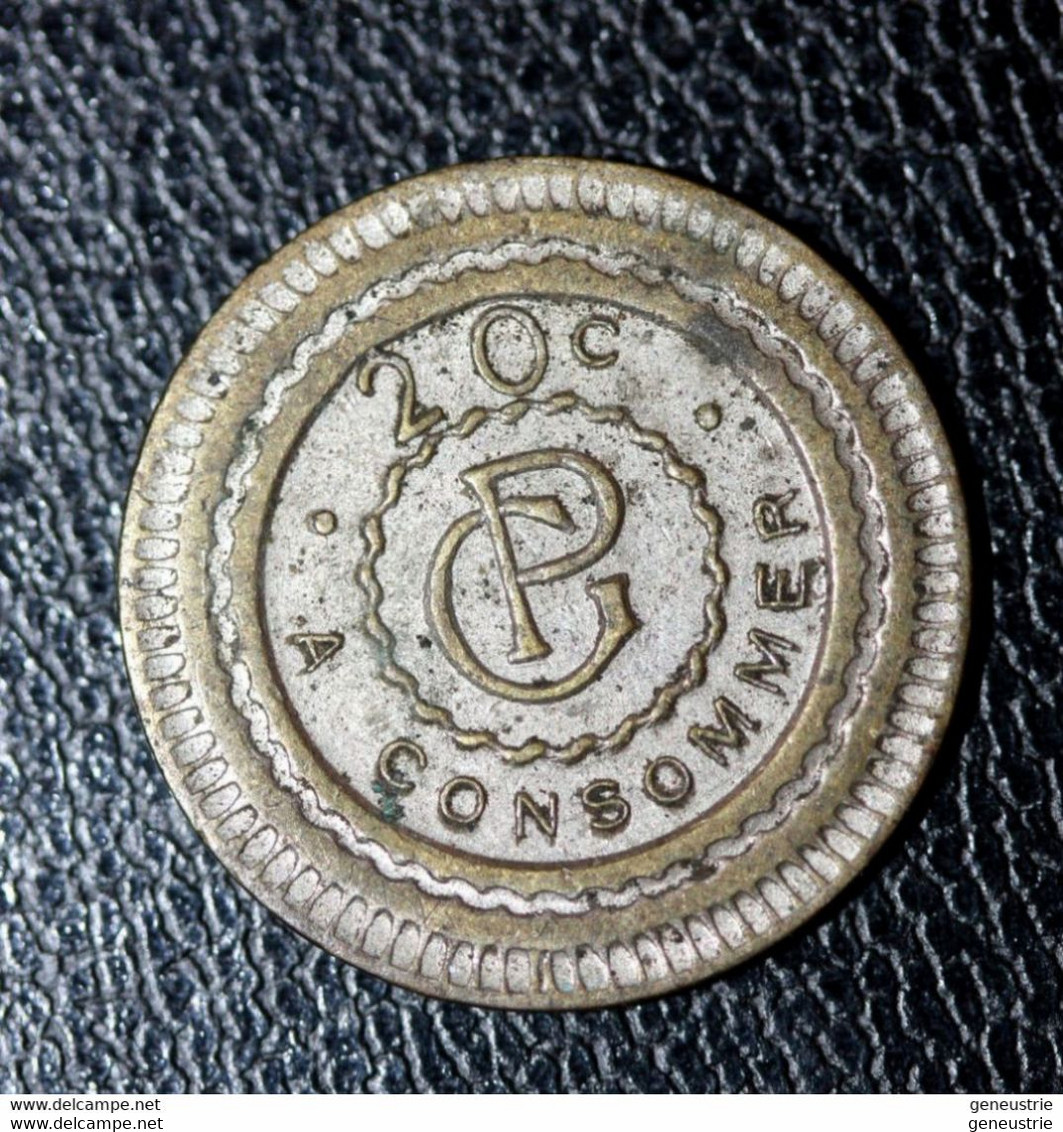 Jeton Nécessité Paris - Jeton De Jeu De Comptoir De Bistrot Parisien "20c à Consommer / Monogramme GP" - Monétaires / De Nécessité