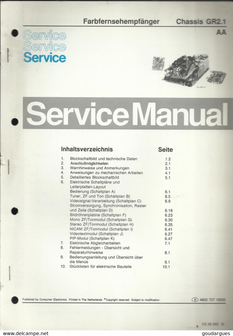 Farbfernsehepfänger - Chassis GR2.1 - Service Manual - Fernsehgeräte