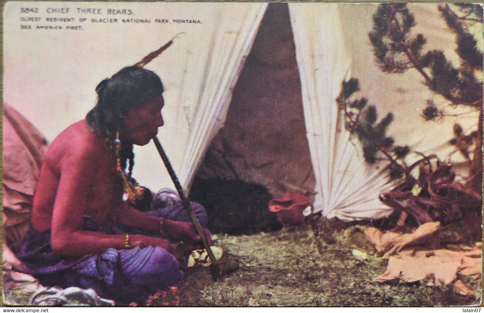 C.P.A. :  Montana : Chief Three Bears : Oldest Resident Of Glacier National, Park. Montana, In 1916 - Autres & Non Classés