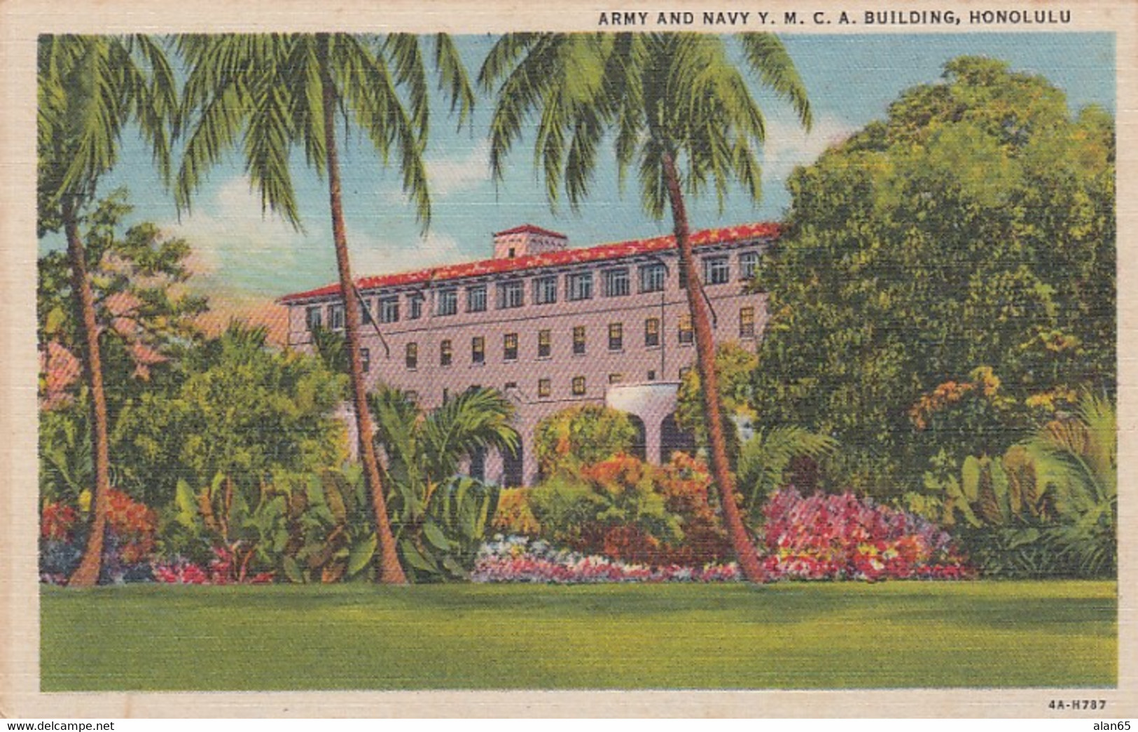 Honolulu Hawaii, Army And Navy YMCA Building, C1930s Vintage Curteich Linen Postcard - Honolulu