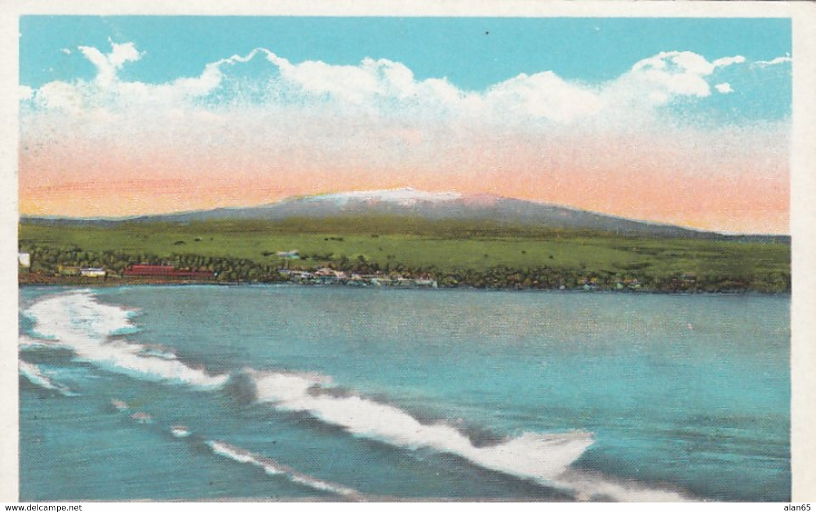 Hilo Hawaii, View Of City Beach And Mauna Kea Mountain, C1910s/20s Vintage Postcard - Hilo
