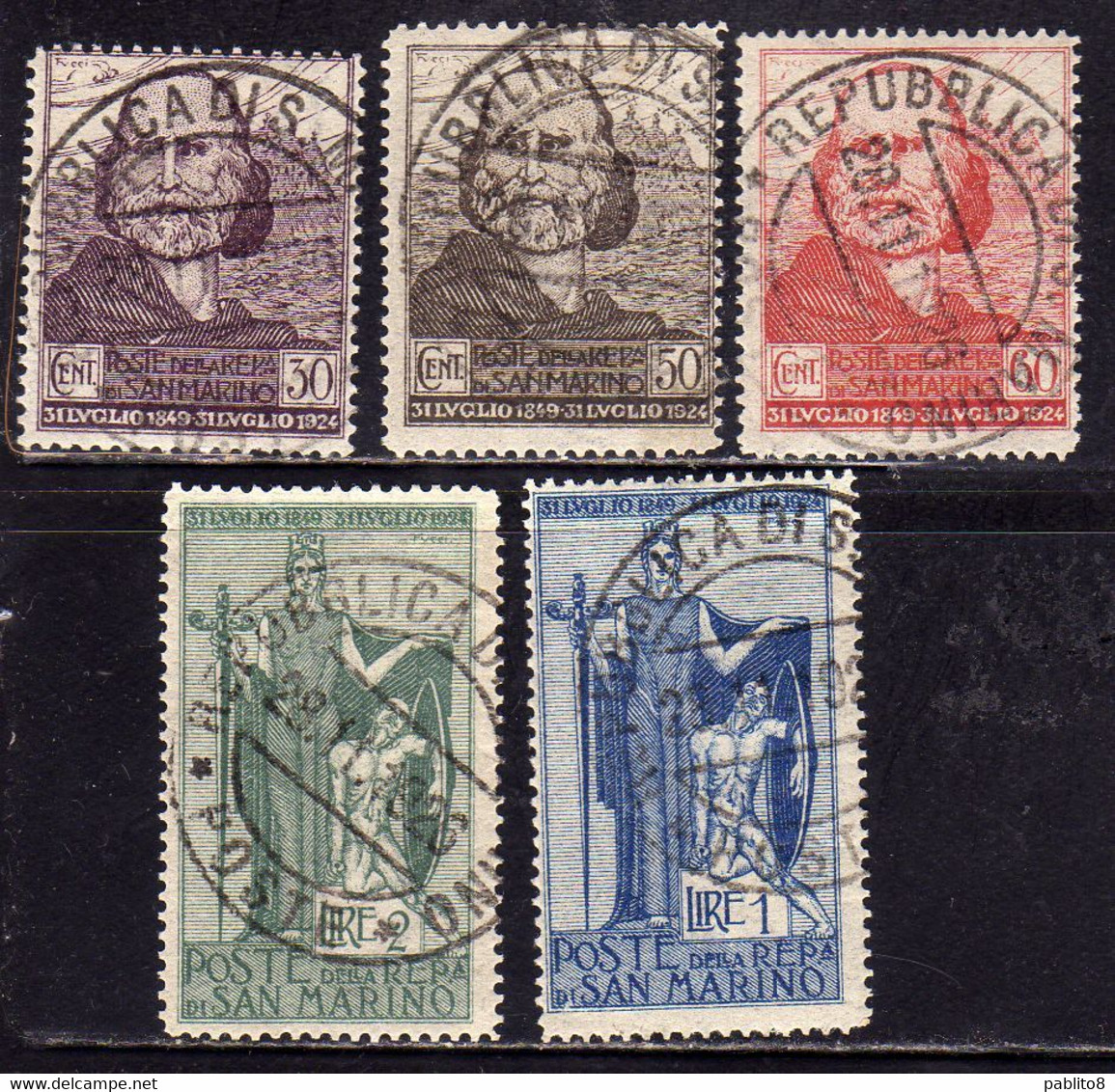 REPUBBLICA DI SAN MARINO 1924 GARIBALDI  SERIE COMPLETA COMPLETE SET USATA USED OBLITERE' - Used Stamps