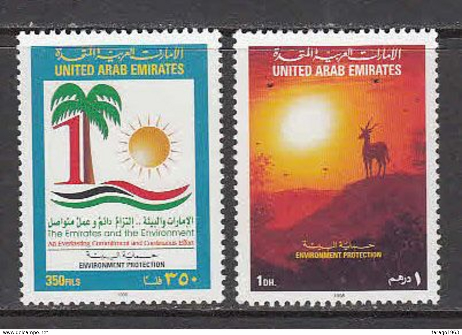 1997 United Arab Emirates Environment Protection Complete Set Of 2 MNH - Emirats Arabes Unis (Général)