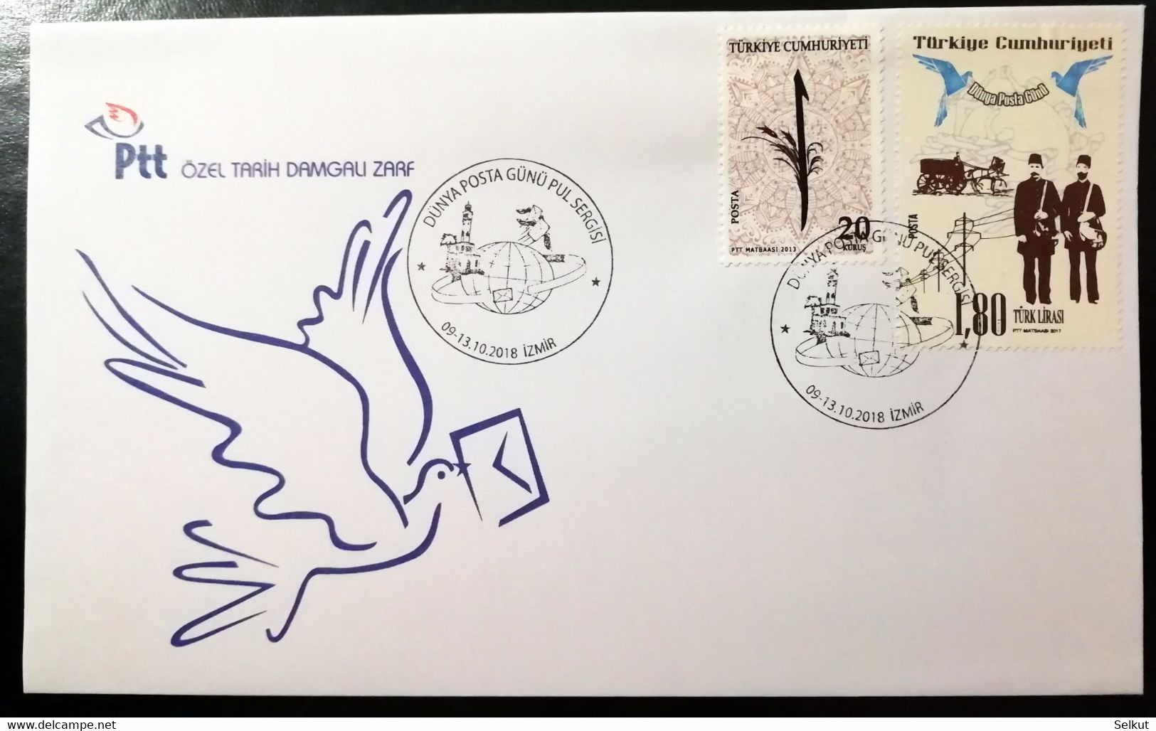 2018 World Postal Day Stamp Exhibition . Special Day Izmir Cancel - Lettres & Documents