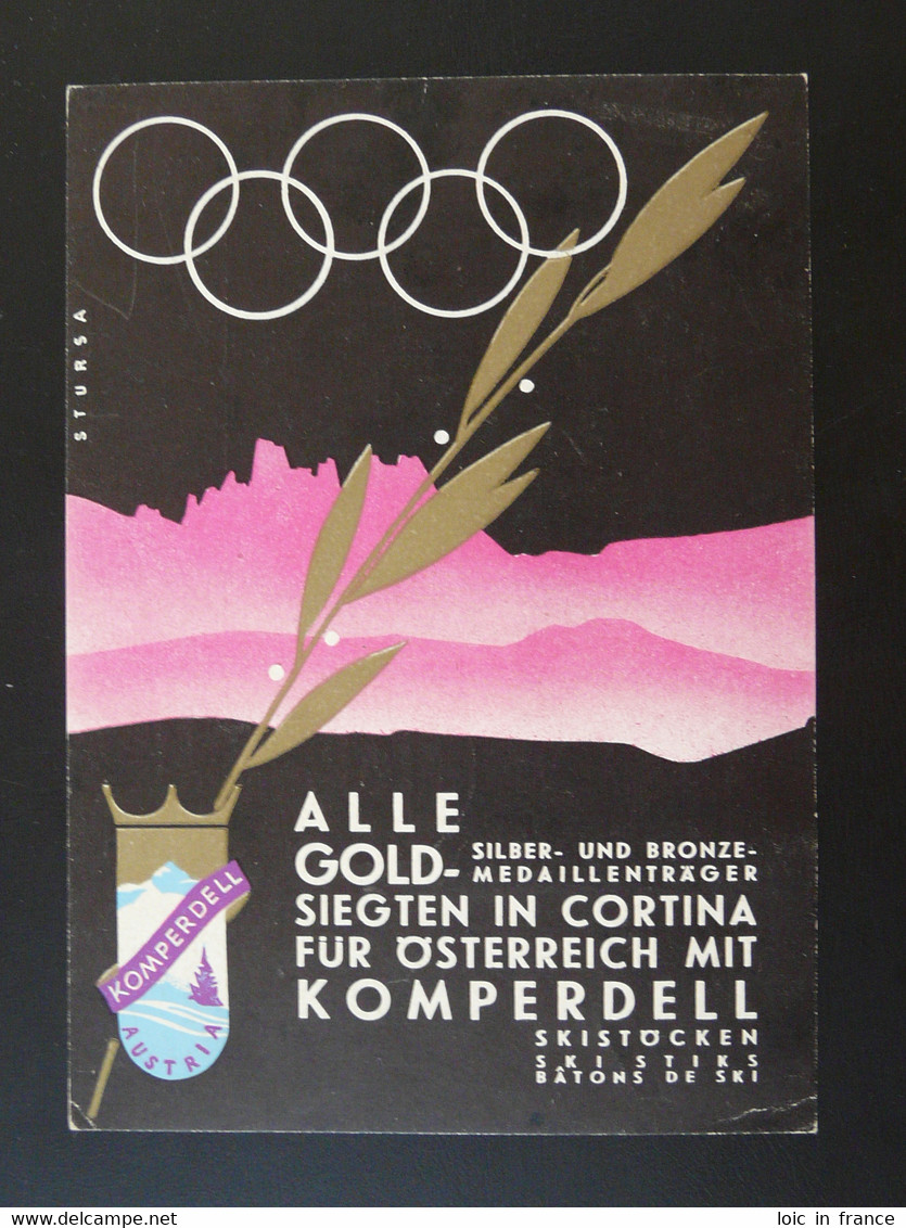 Carte Commemorative Card Ski Komperdell Jeux Olympiques Cortina Olympic Games Autriche Austria 1956 (ex 1) - Winter 1956: Cortina D'Ampezzo