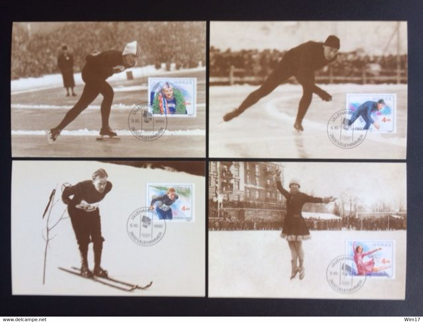 NORWAY 1990 OLYMPIC GAMES 1994 SET OF 4 MAXIMUM CARDS NOORWEGEN NORGE OLYMPISCHE SPELEN - Cartoline Maximum