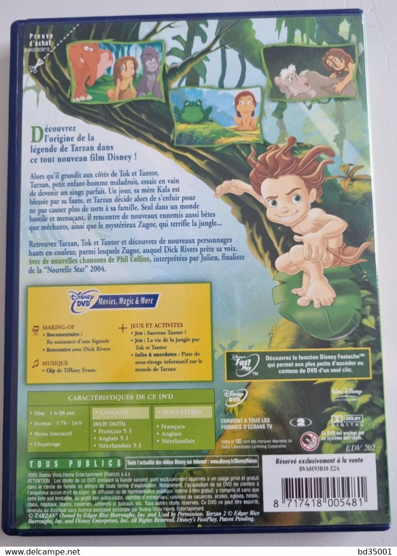 DVD Original WALT DISNEY CLASSIQUE - Tarzan 2 - Simple DVD - Etat Neuf - Cartoons