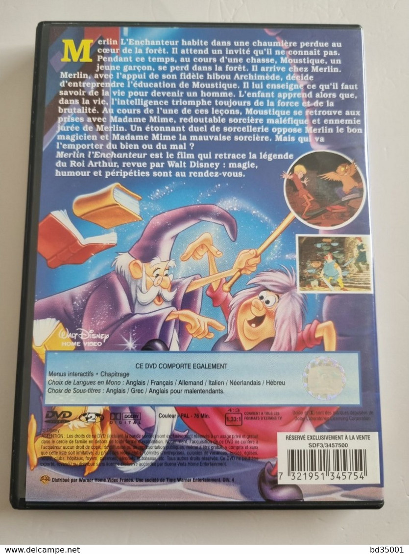 Dessin Animé - DVD Original WALT DISNEY LES GRANDS CLASSIQUES - Merlin  L'Enchanteur - Simple DVD - Etat Neuf