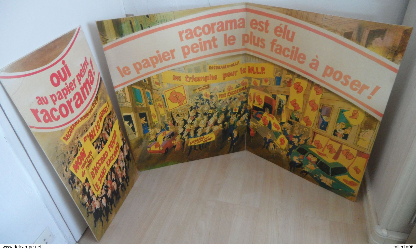 Lot 2 Panneaux Cartonnés Papier Peint Racorama Années 60 - Plaques En Carton