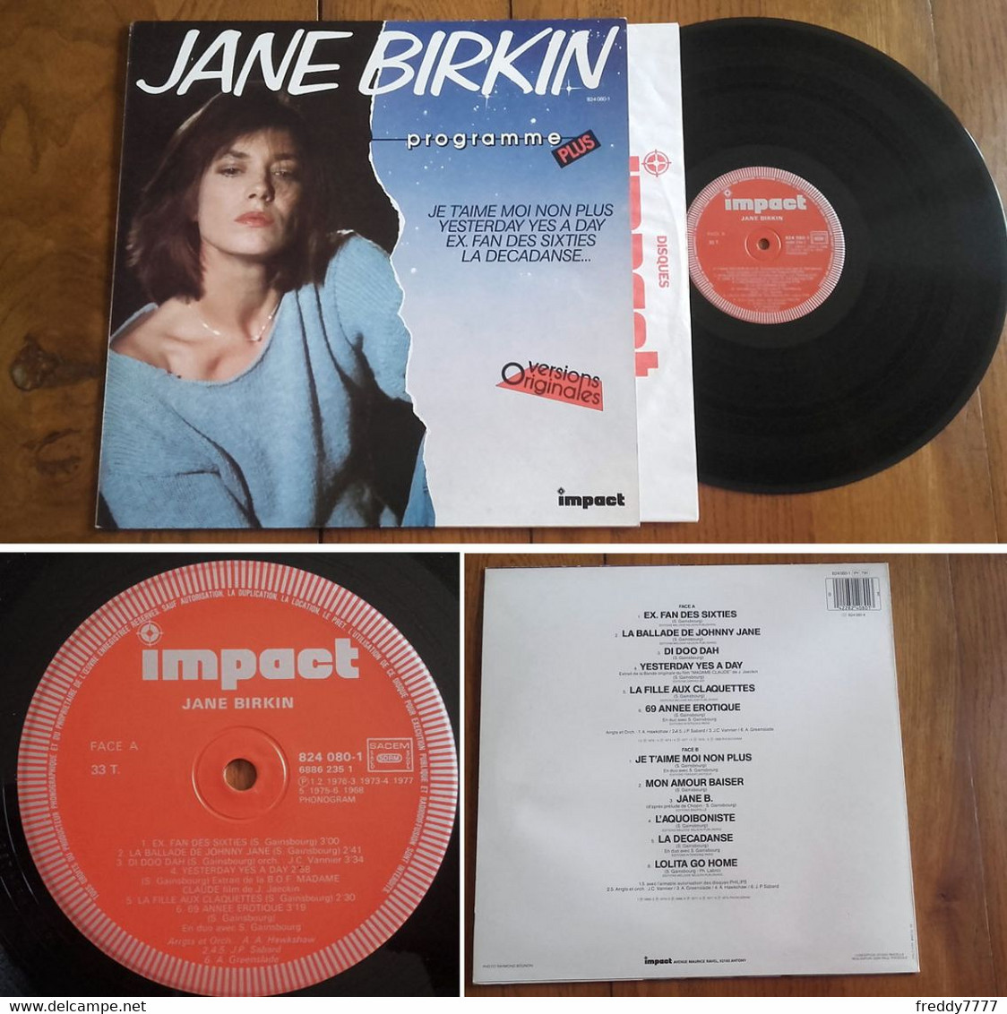 RARE French LP 33t RPM (12") JANE BIRKIN (Serge Gainsbourg, 1985) - Collector's Editions