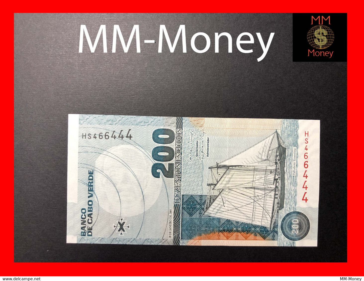 CAPE VERDE 200 Escudos 20.1.2005  P. 68   "nice Serial 466444"    UNC   [MM-Money] - Kaapverdische Eilanden