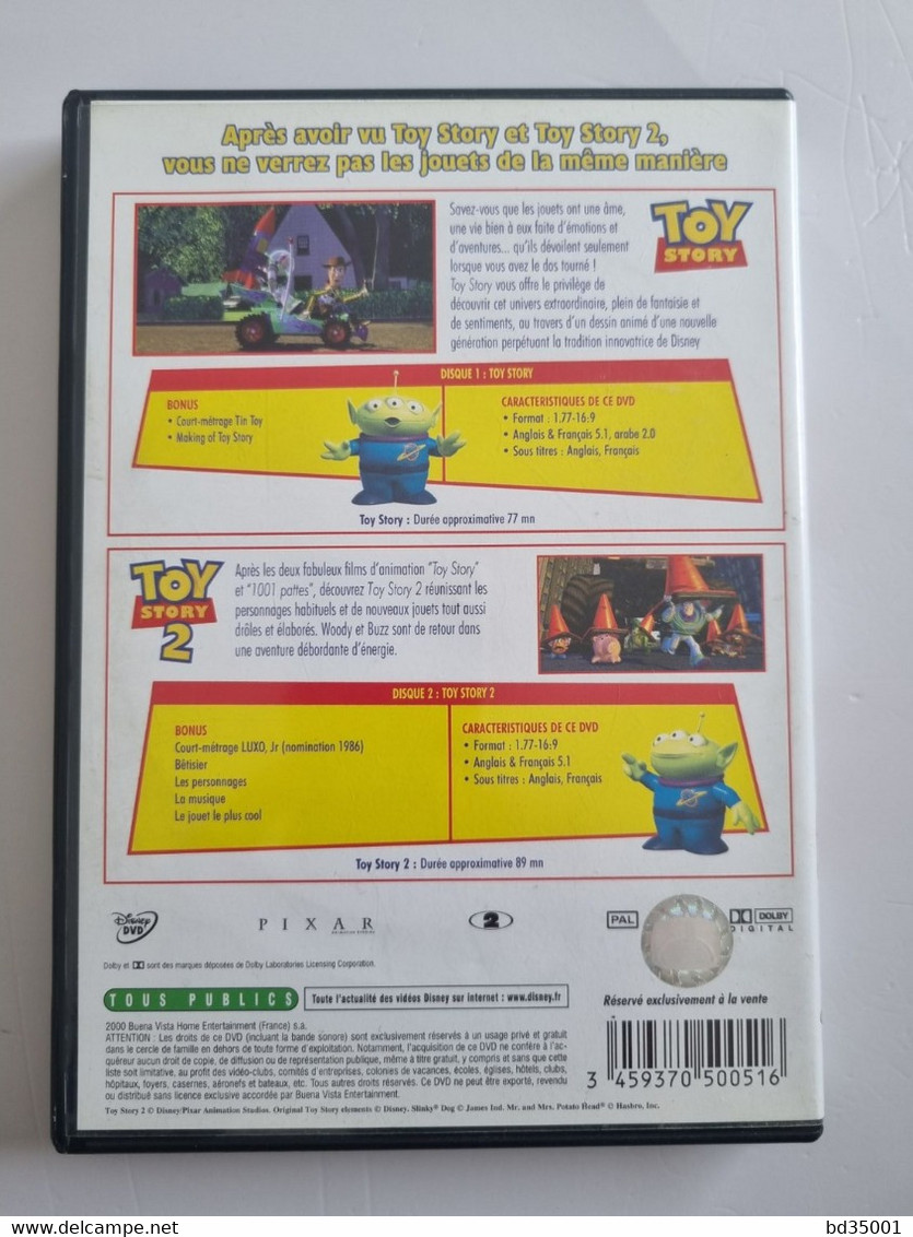 DVD Original WALT DISNEY PIXAR - Coffret Toy Story  Et Toy Story 2 - Double DVD - Etat Neuf - Animation