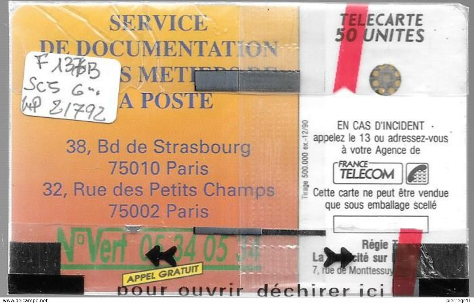 CARTE²-PUBLIC-F136 B.540-50U-SC5an-Trou 6-12/90-LA POSTE-5 Impact  21792-NSB-TBE - 1990