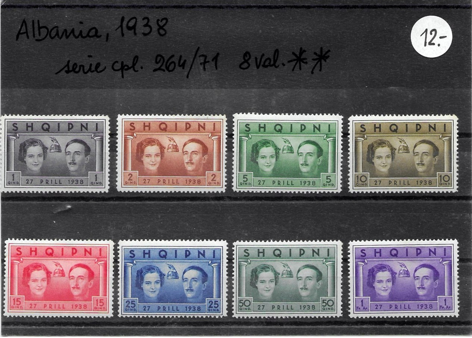 1938 - Albania Serie Cpl. 8 Val.** - Albania