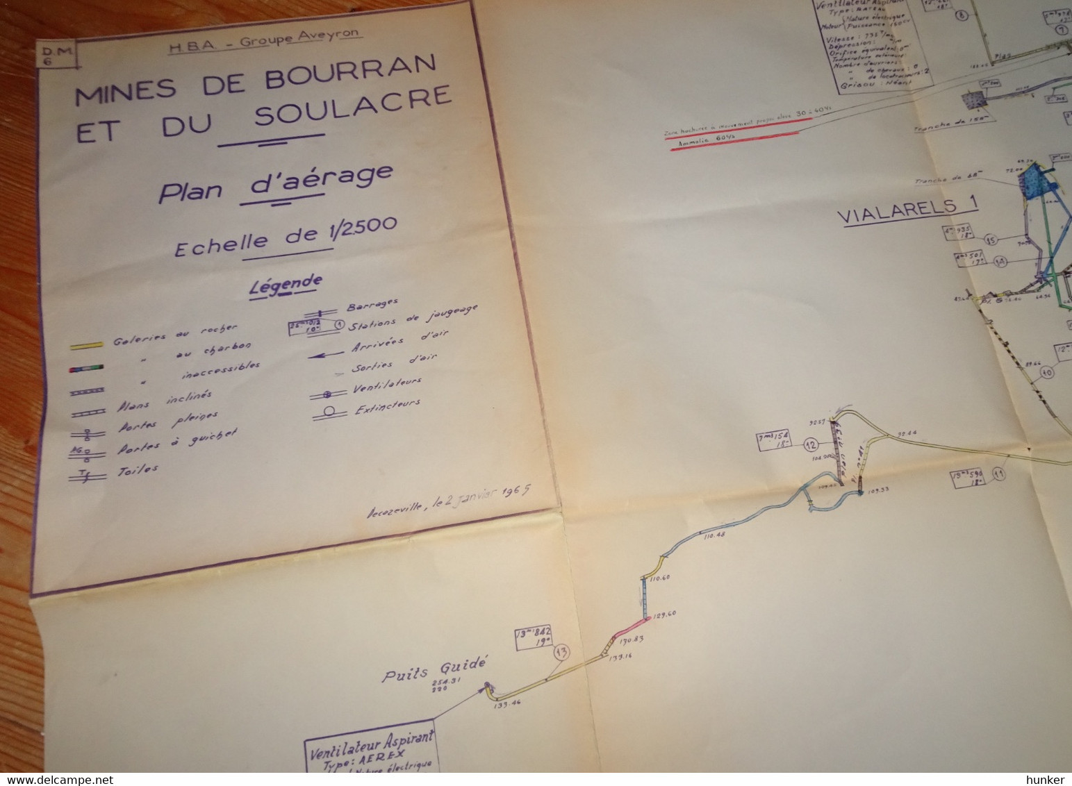 DECAZEVILLE Aveyron Plan Aérage Mines Bourran Soulacre 1965 Mineurs Charbon - Autres Plans