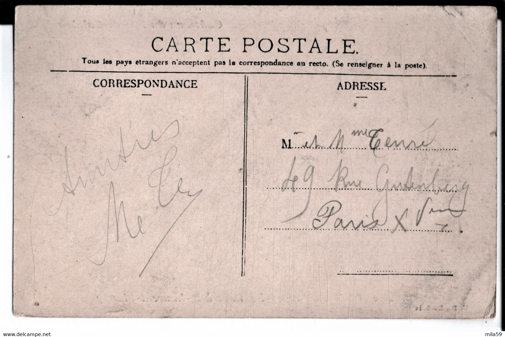402. Château Vaudry Fontaine à St Laurent Blangy. à M. Et Mme Tenri Ou Teuri à Paris 15°. 1908. - Saint Laurent Blangy