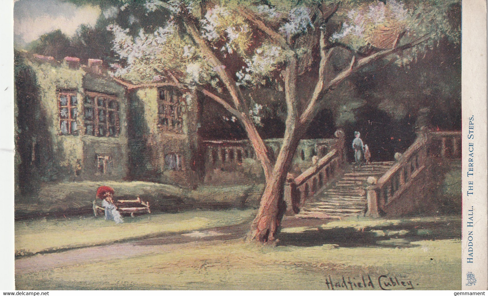 HADDON HA;LL - THE TERRACE STEPS . TUCK OILETTE - Derbyshire