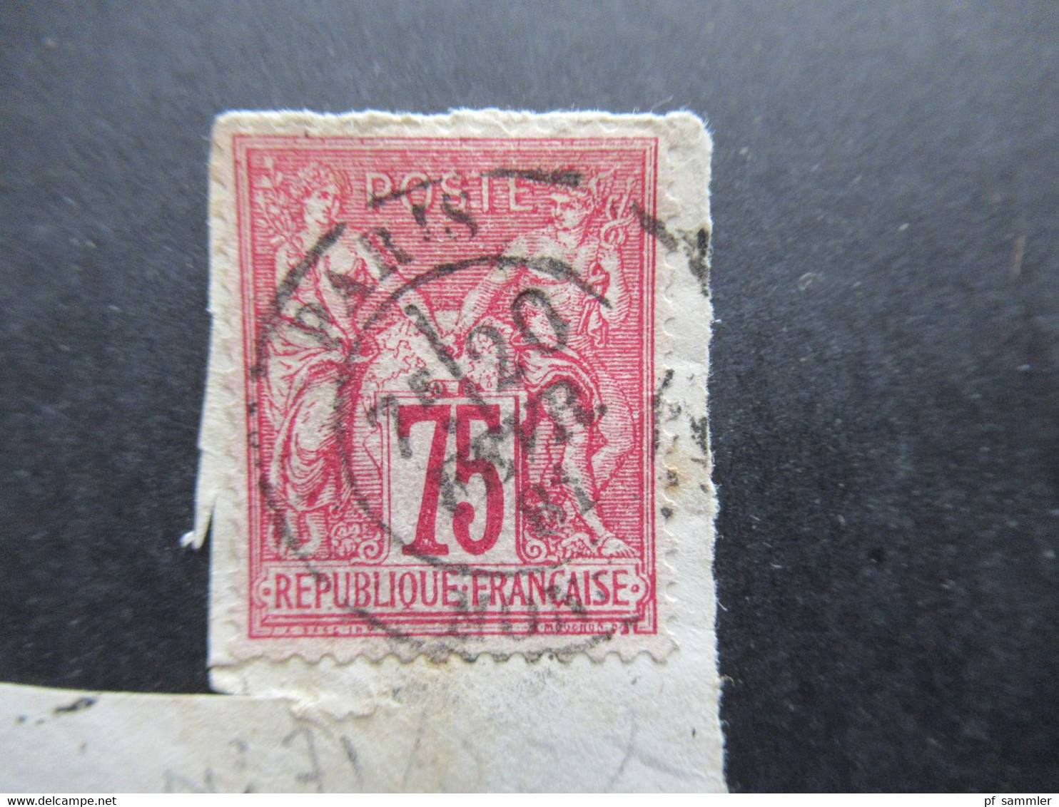 1881 Sage Nr.66 Type I Auf Briefstück / VS / Vorderseite Charge Paris - Villefranche St. Thal Yonne - 1876-1878 Sage (Typ I)