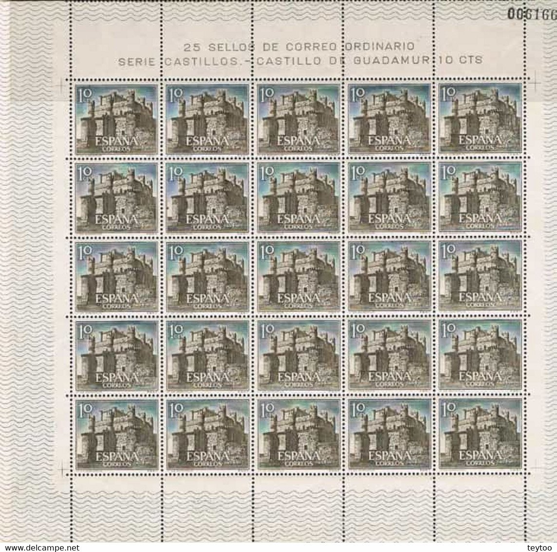 [ES1738.A] España 1966. Pliego Castillos De España 10c. (UNC) - Full Sheets