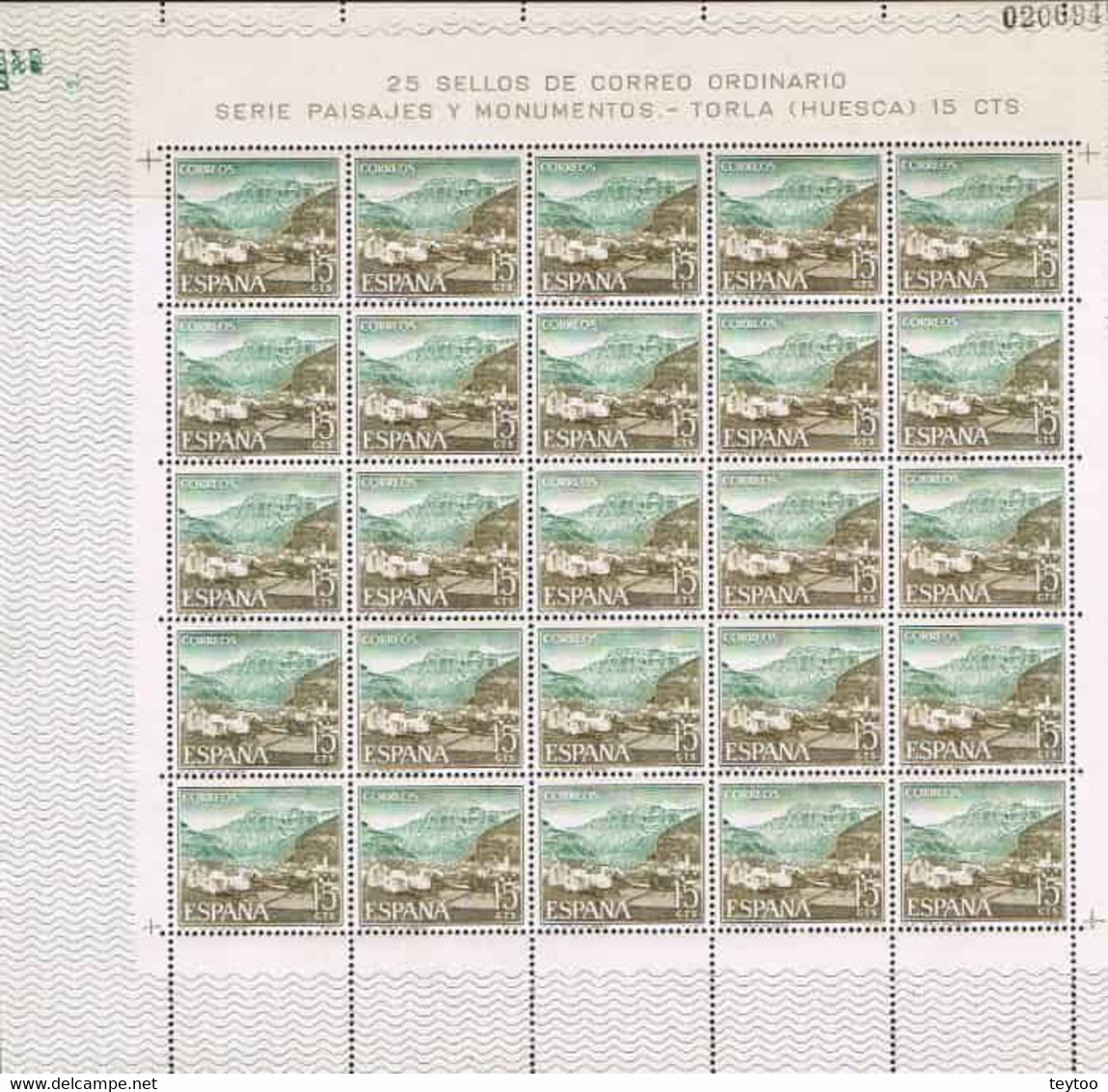 [ES1727.A] España 1966. Pliego Turismo 15c. (UNC) - Full Sheets