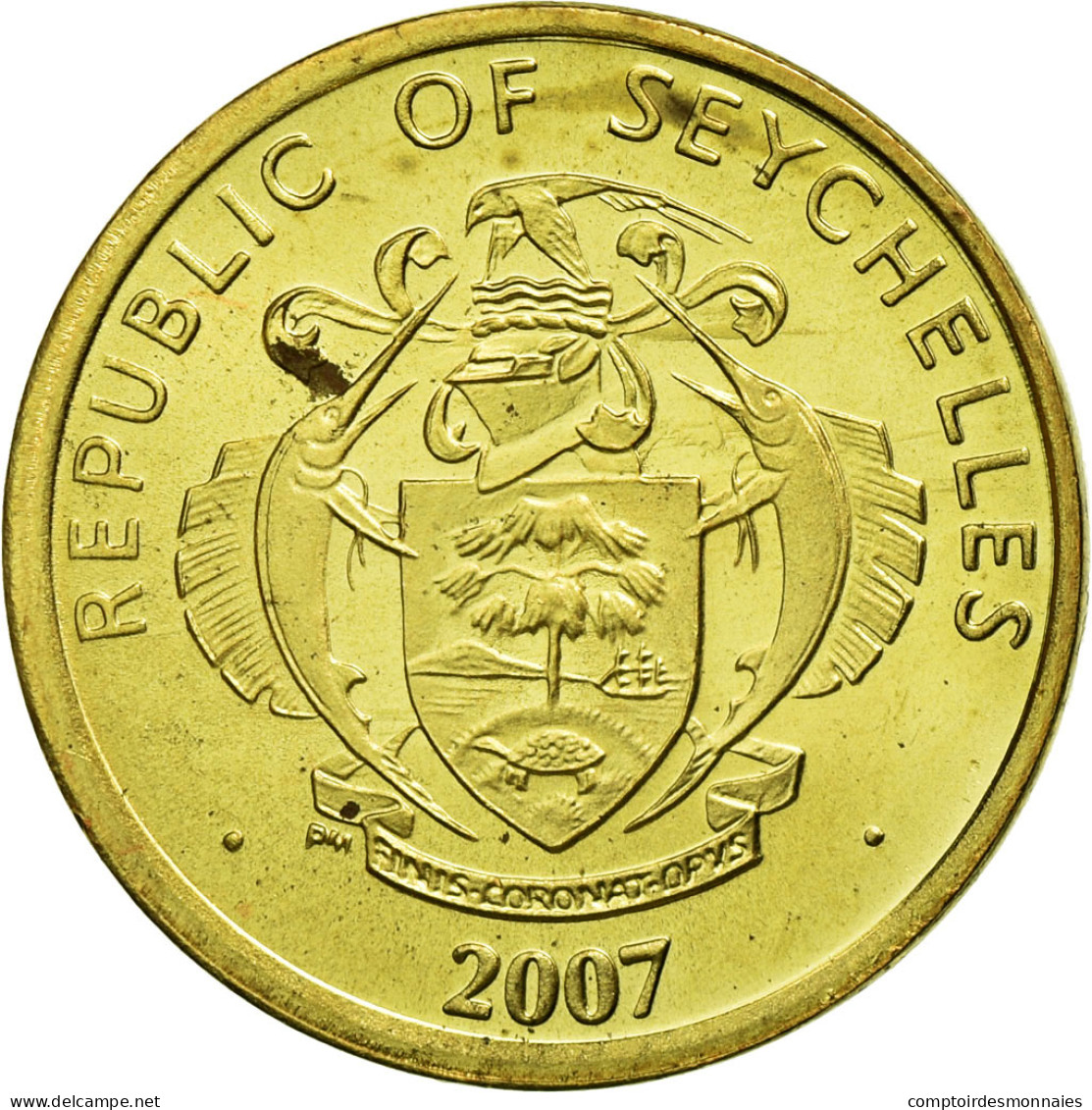 Monnaie, Seychelles, 10 Cents, 2007, Pobjoy Mint, SPL, Brass Plated Steel - Seychelles