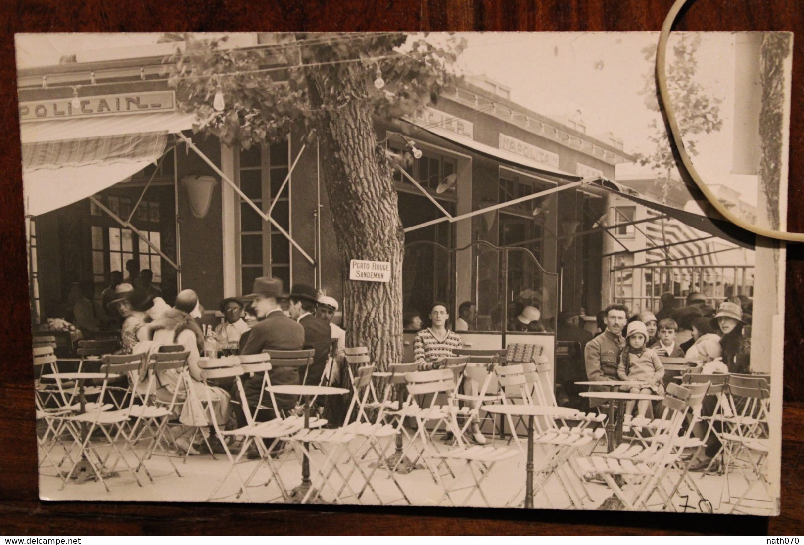 Carte Photo 1930's Glacier NAPOLITAIN Famille CPA Ak Animée Commerce Porto Rouge Sandeman - Other & Unclassified