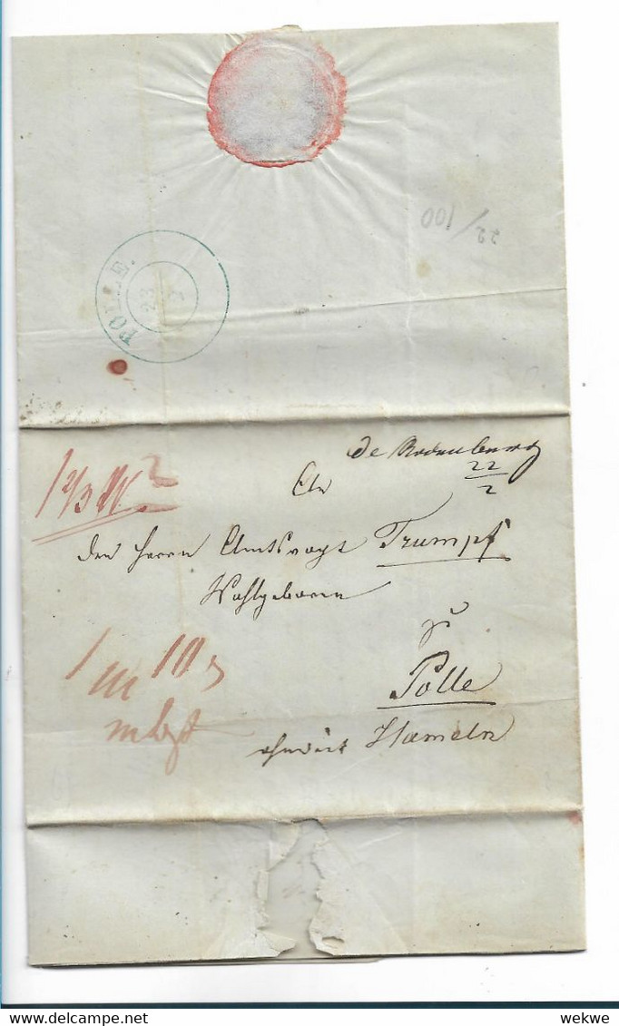 Braun039 / BRAUNSCHWEIG - De Bodenburg 1853 (handschriftlich) Nach Polle - Braunschweig