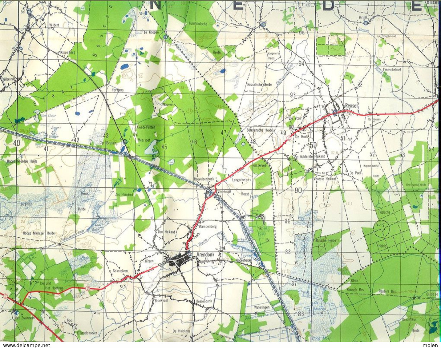 STAFKAART Uit 1954 Omgeving ARENDONK POPEL REUSEL VELDHOVEN ‘s HERTOGENBOSCH VALKENSWAARD TOPOGRAPHIE CARTOGRAPHIE S100 - Arendonk