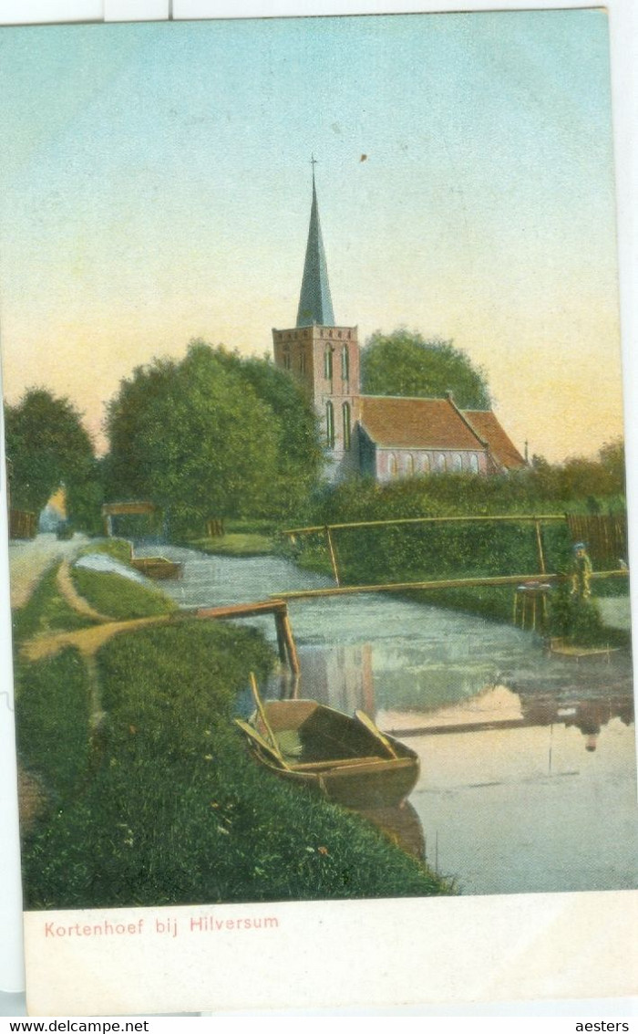 Kortenhoef 1905; Gezicht Op Sloot Met Bootjes En De Kerk - Niet Gelopen. (Trenkler Co. - Leipzig) - Otros & Sin Clasificación