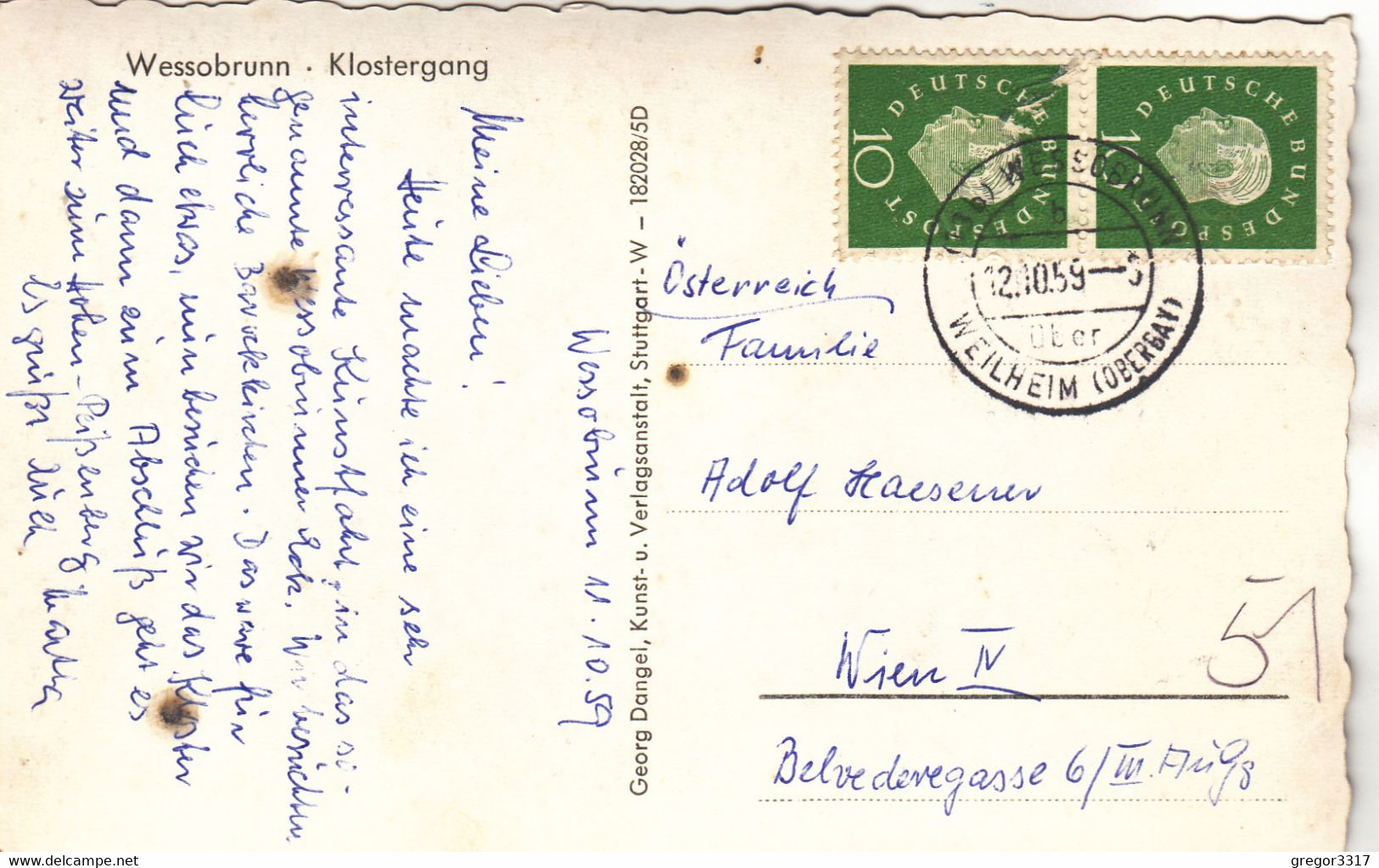 A9501) WESSOBRUNN - Klostergang - 12.10.1959 - Weilheim